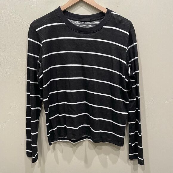ATM Anthony Thomas Melillo Black/White Stripe Long Sleeve Top - Large - Picture 1 of 9